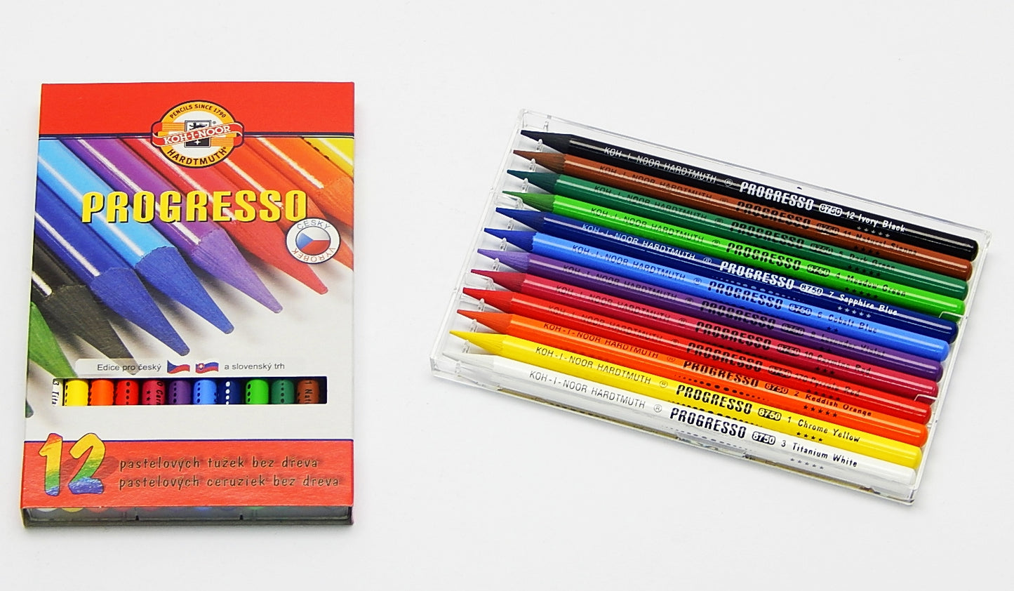 Koh-i-noor Súprava bezdrevných pasteliek Progresso 12 ks