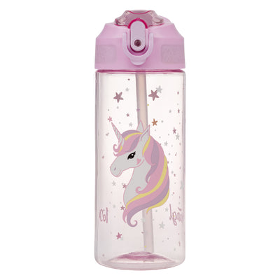 Tritanová fľaša na nápoje so slamkou Rainbow Unicorn, 500 ml