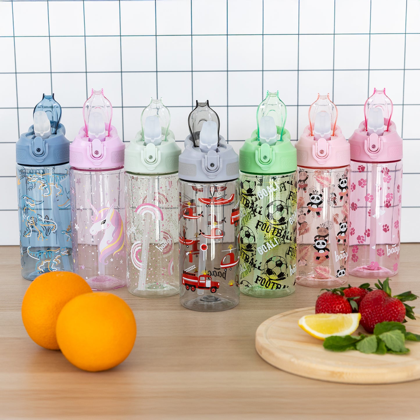 Tritanová fľaša na nápoje so slamkou Rainbow Unicorn, 500 ml