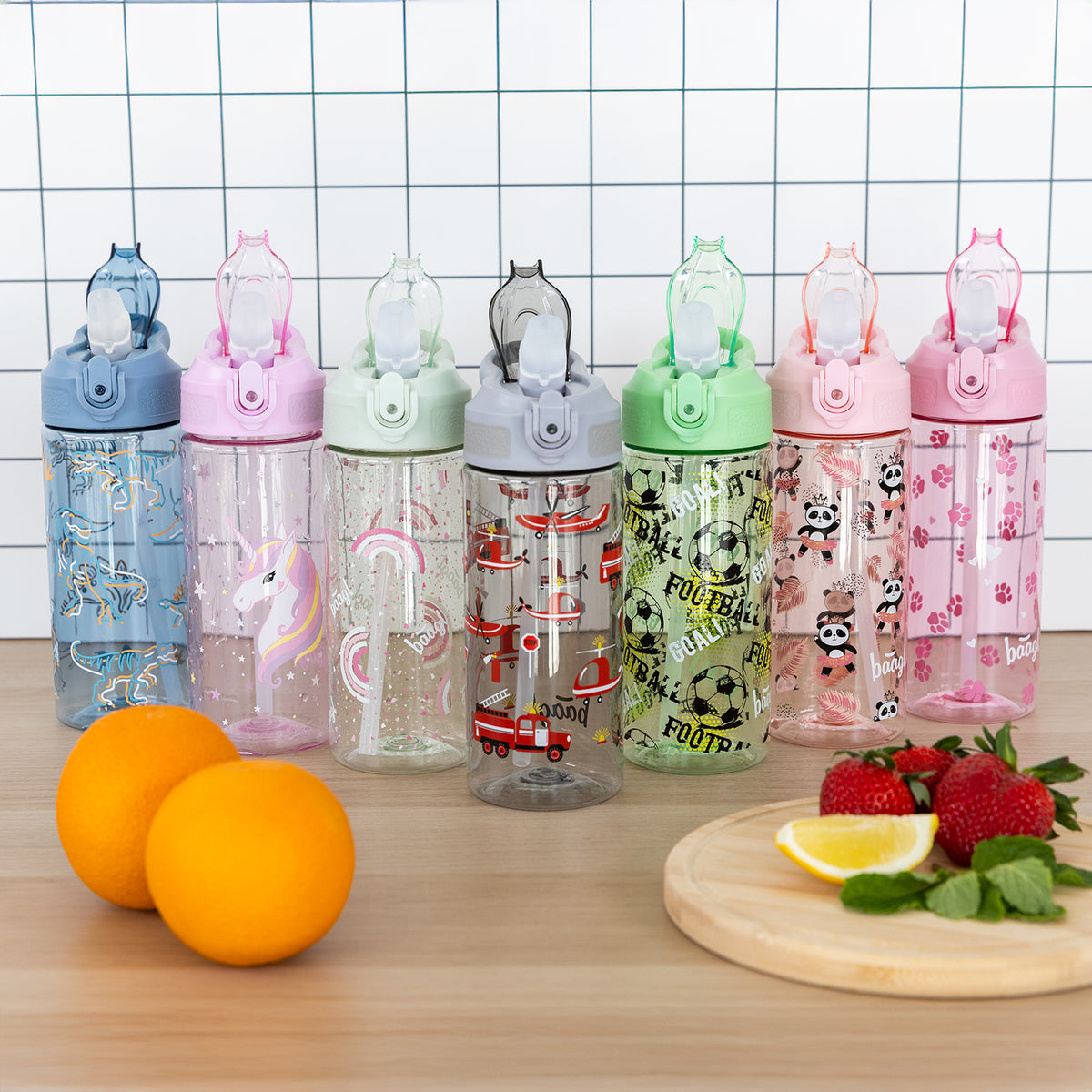 Tritanová fľaša na nápoje so slamkou Rainbow Unicorn, 500 ml