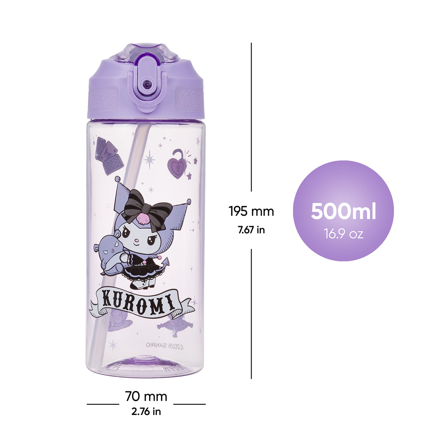 Tritanová fľaša na nápoje so slamkou Kuromi Fortune Dream, 500ml