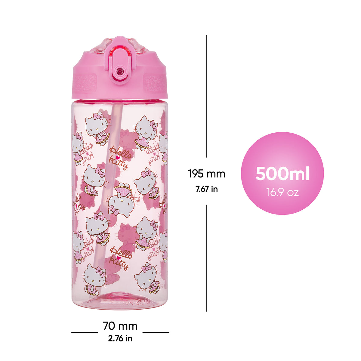 Tritanová fľaša na nápoje so slamkou Hello Kitty Sweet Leopard, 500 ml