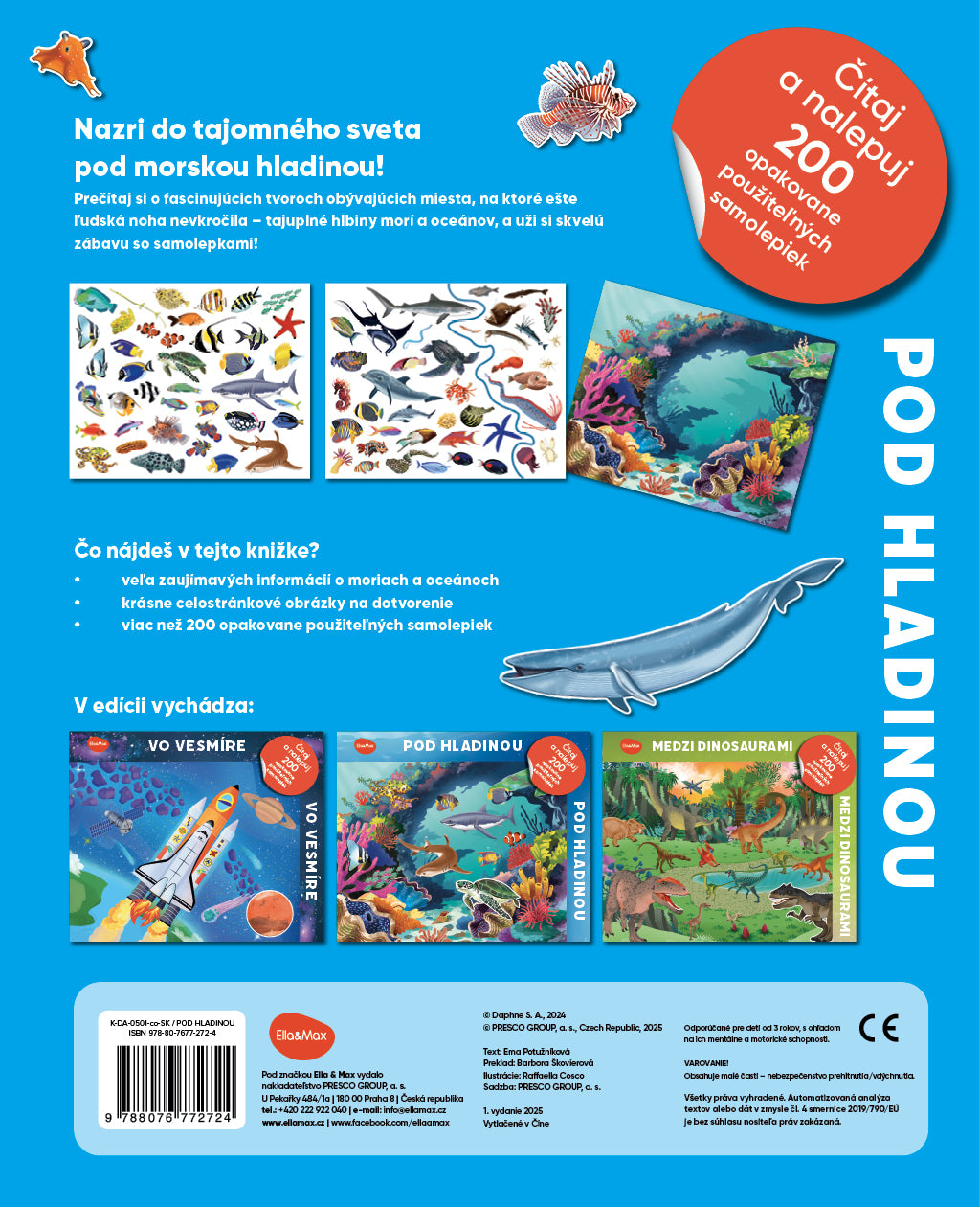 Čítaj a nalepuj - POD HLADINOU, kniha se samolepkami