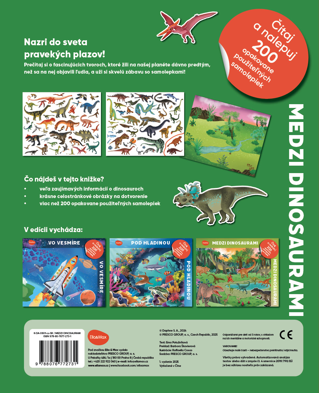 Čítaj a nalepuj – MEDZI DINOSAURAMI, kniha se samolepkami