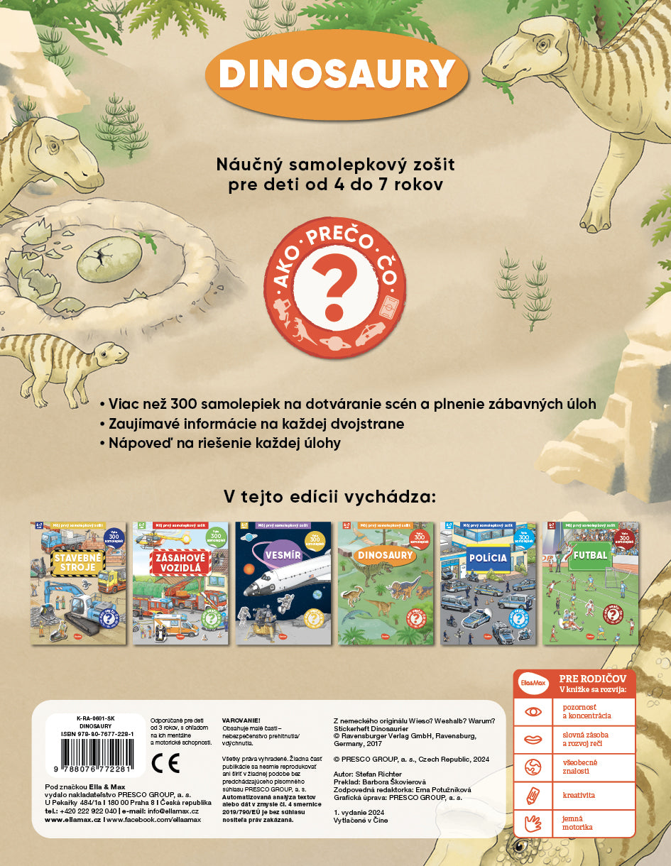 Môj prvý samolepkový zošit - DINOSAURY