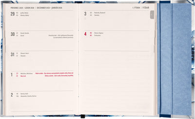 Týždenný magnetický diár Porcelánový kvet 2026, 11 x 16 cm