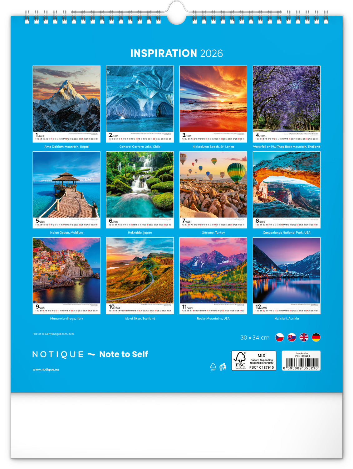 Nástenný kalendár Inšpirácia 2026, 30 x 34 cm