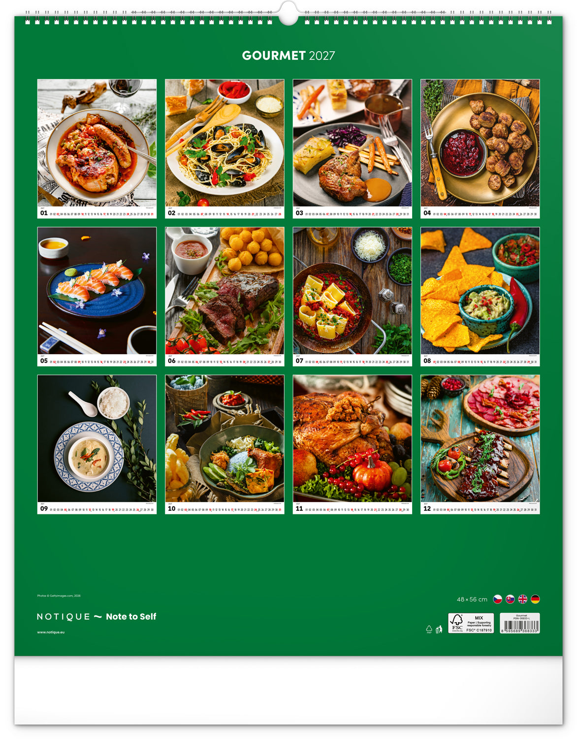 Nástenný kalendár Gourmet 2027, 48 x 56 cm