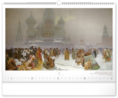 Nástenný kalendár Slovanská epopej – Alfons Mucha 2027, 48 x 33 cm