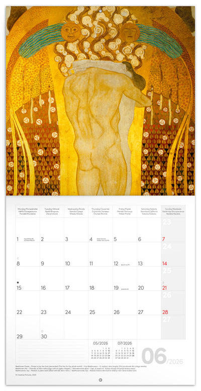 Poznámkový kalendár Gustav Klimt 2026, 30 x 30 cm