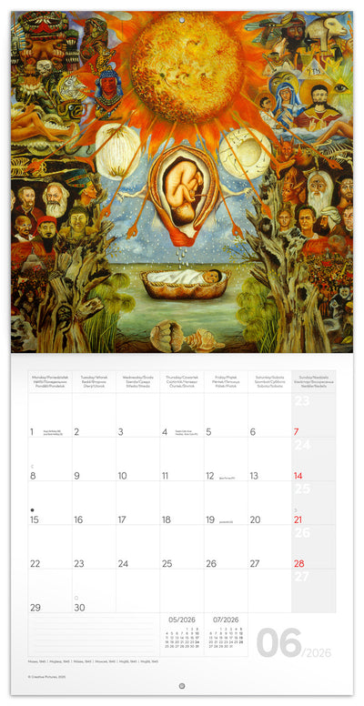 Poznámkový kalendár Frida Kahlo 2026, 30 x 30 cm