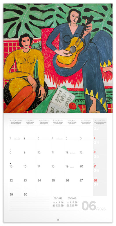 Poznámkový kalendár Henri Matisse 2026, 30 x 30 cm