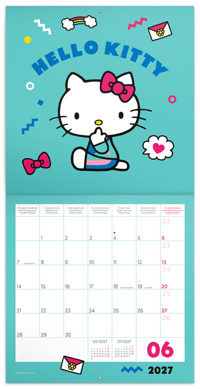 Poznámkový kalendár Hello Kitty 2027, 30 x 30 cm