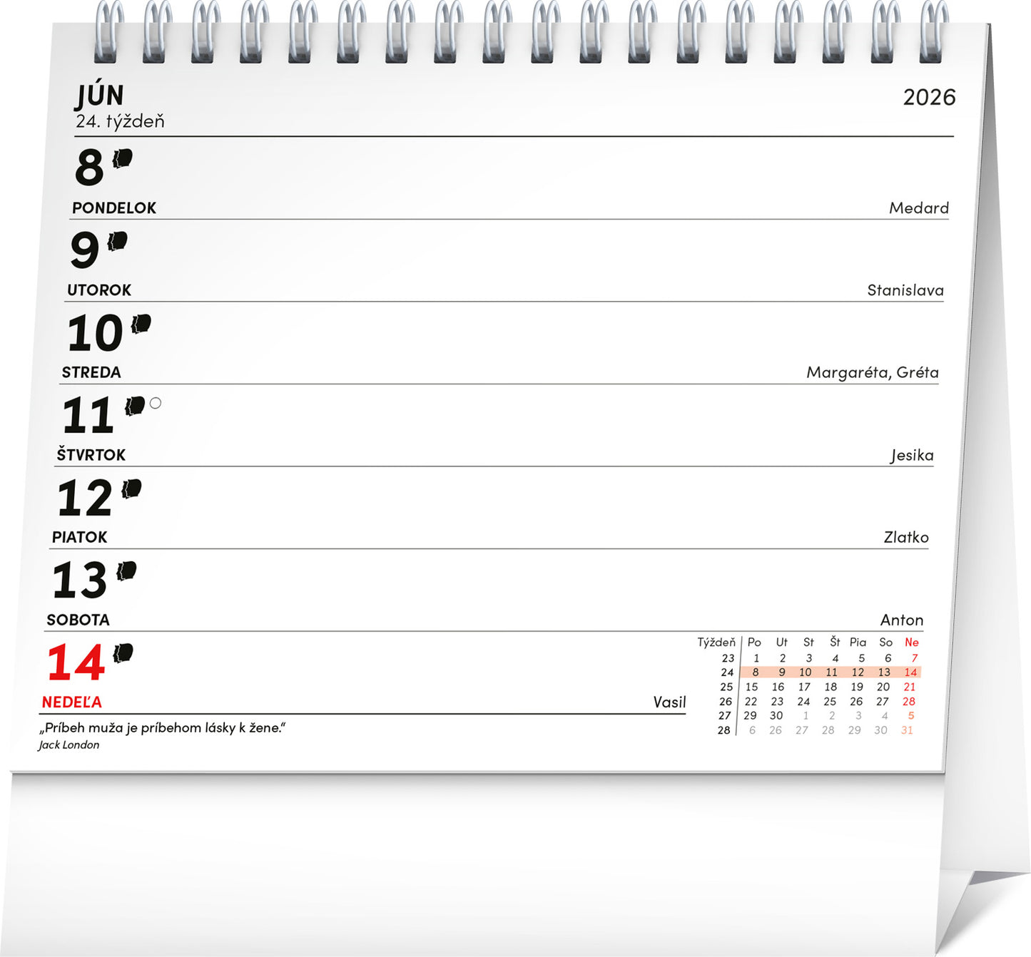 Stolový kalendár Plánovací s citátmi 2026, 16,5 x 13 cm