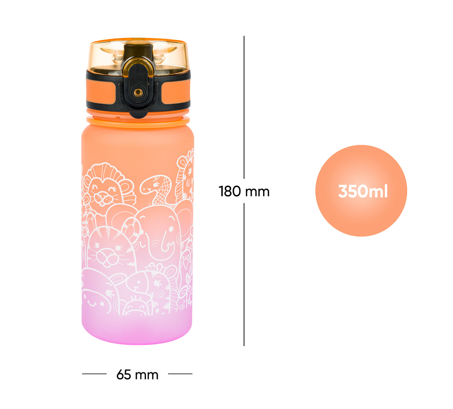Tritanová fľaša na nápoje Gradient Zvieratá, 350 ml
