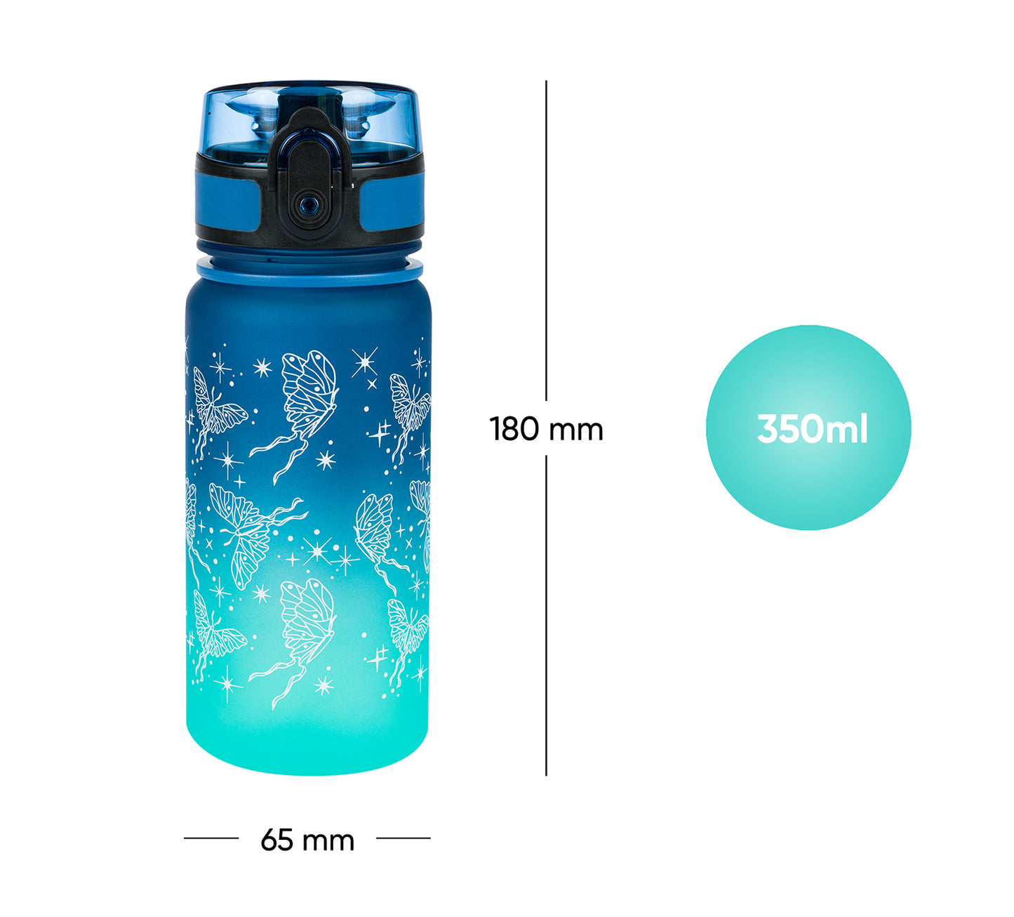 Tritanová fľaša na nápoje Gradient Motýľ, 350 ml
