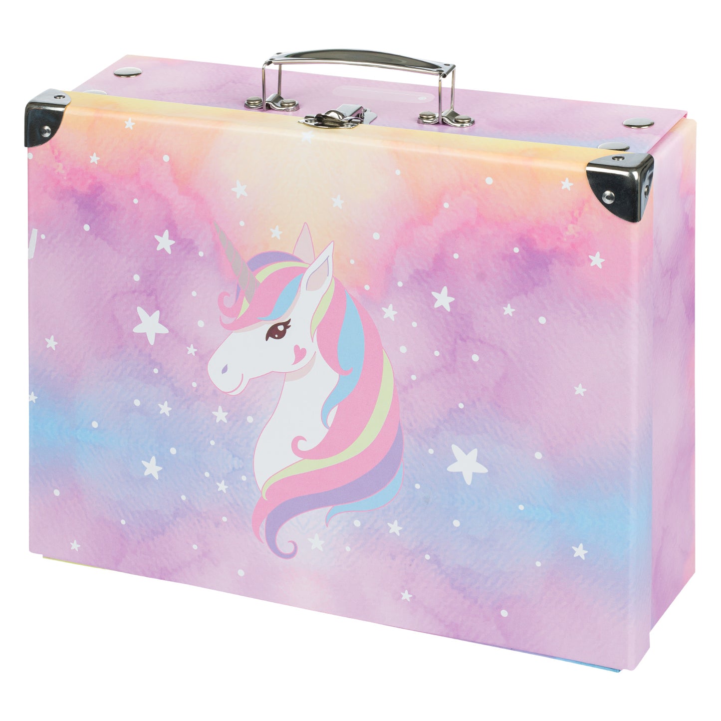 Skladací školský kufrík Rainbow Unicorn s kovaním