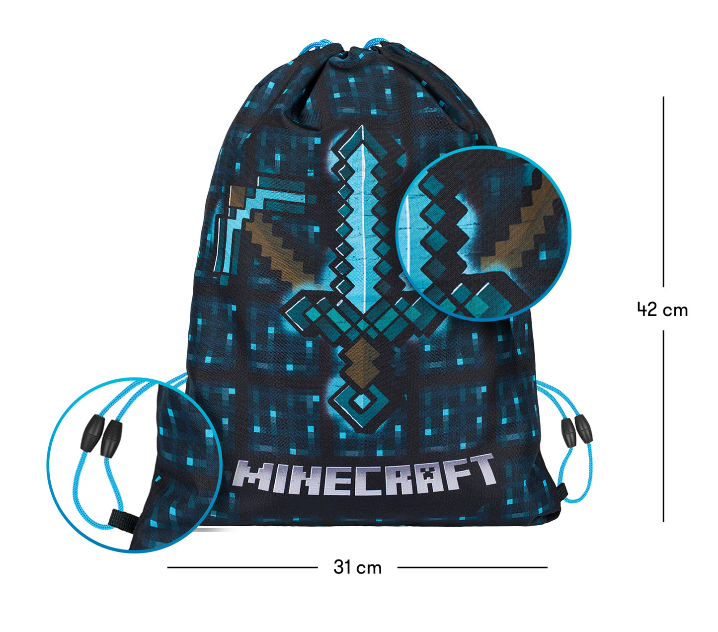 MINECRAFT SET 2 Blue Axe and Sword: peračník, vrecko