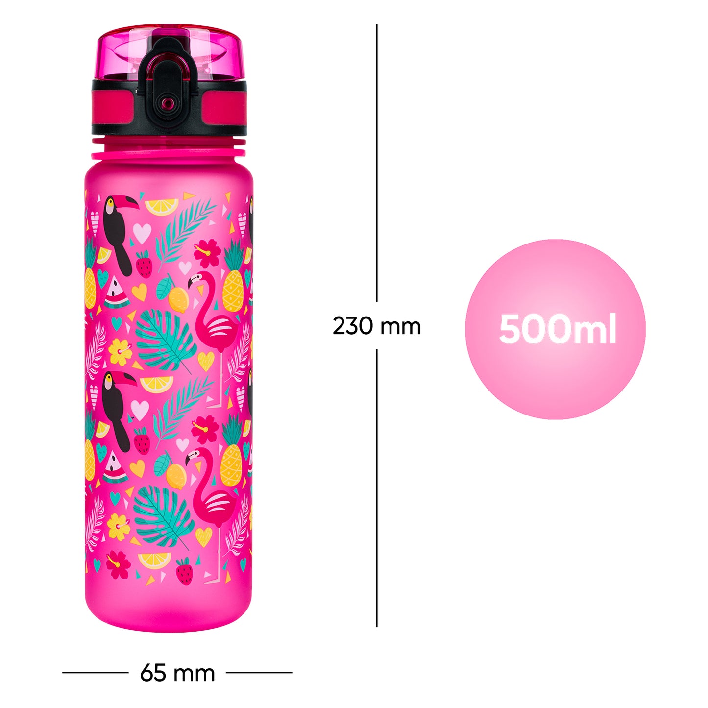 Tritanová fľaša na nápoje Plameniaky, 500 ml