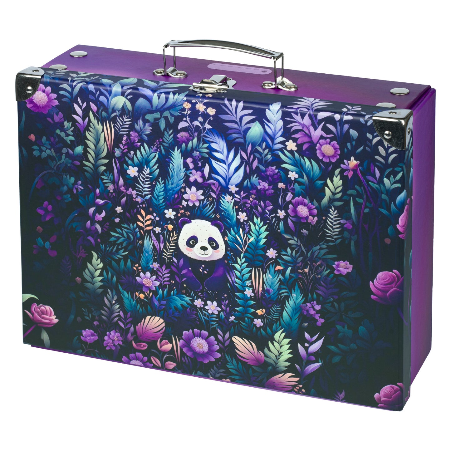 Skladací školský kufrík Jungle Panda s kovaním