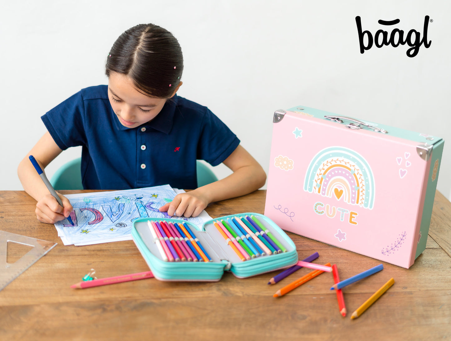 Skladací školský kufrík Dúha s kovaním