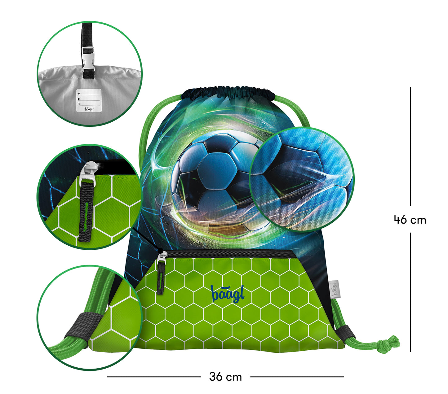 Vrecko s priehradkou na zips Futbal Lopta