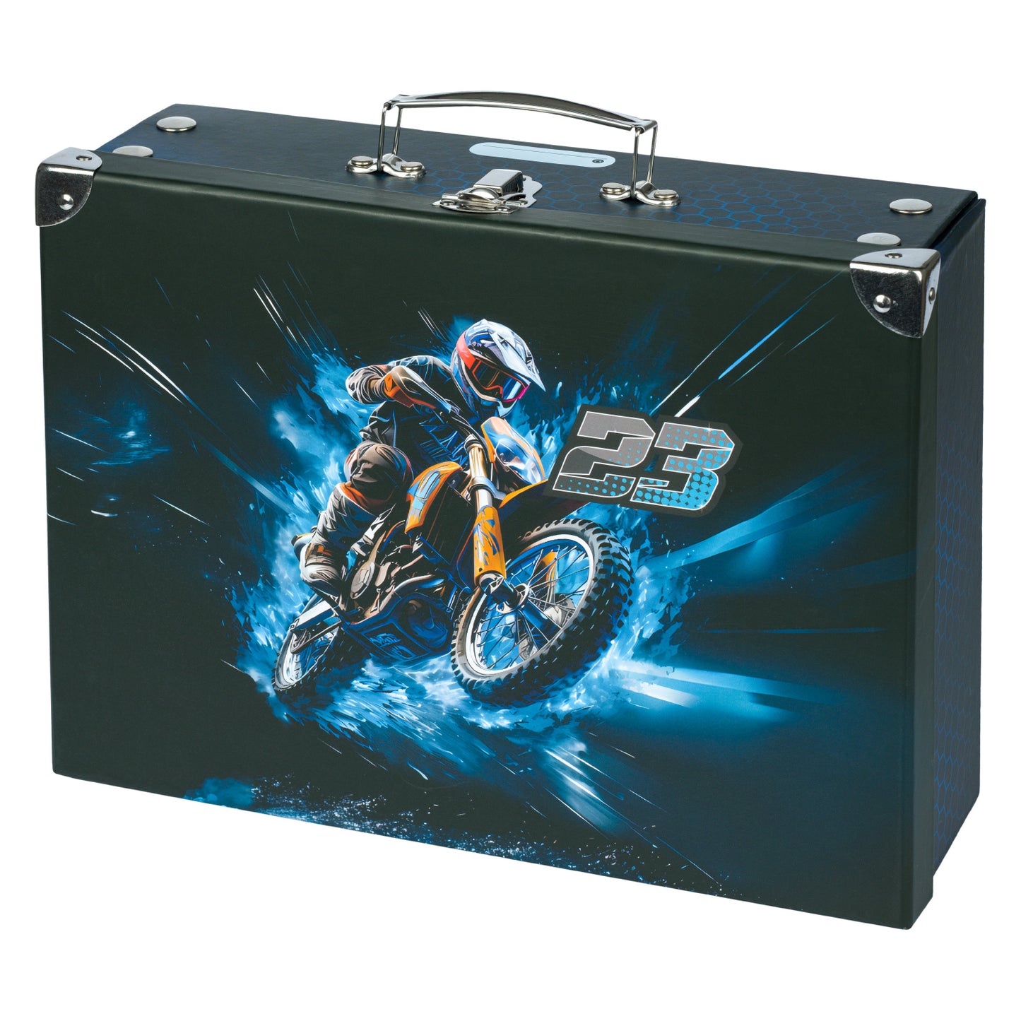 Skladací školský kufrík Motorka s kovaním