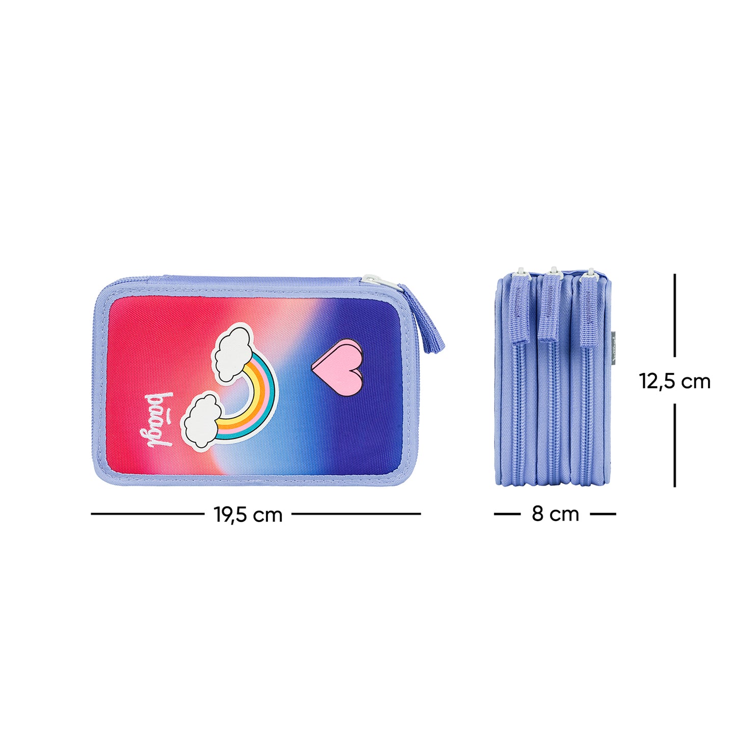Školský trojposchodový peračník Dúha červený
