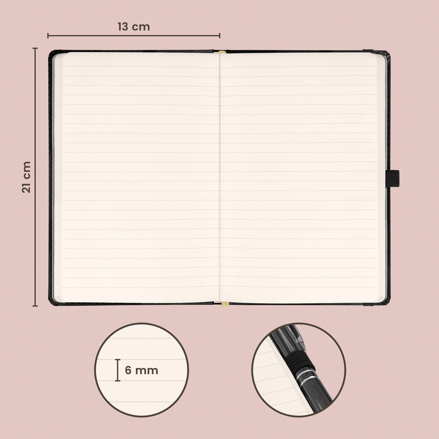 Notes Elegantný, linajkovaný, 13 × 21 cm