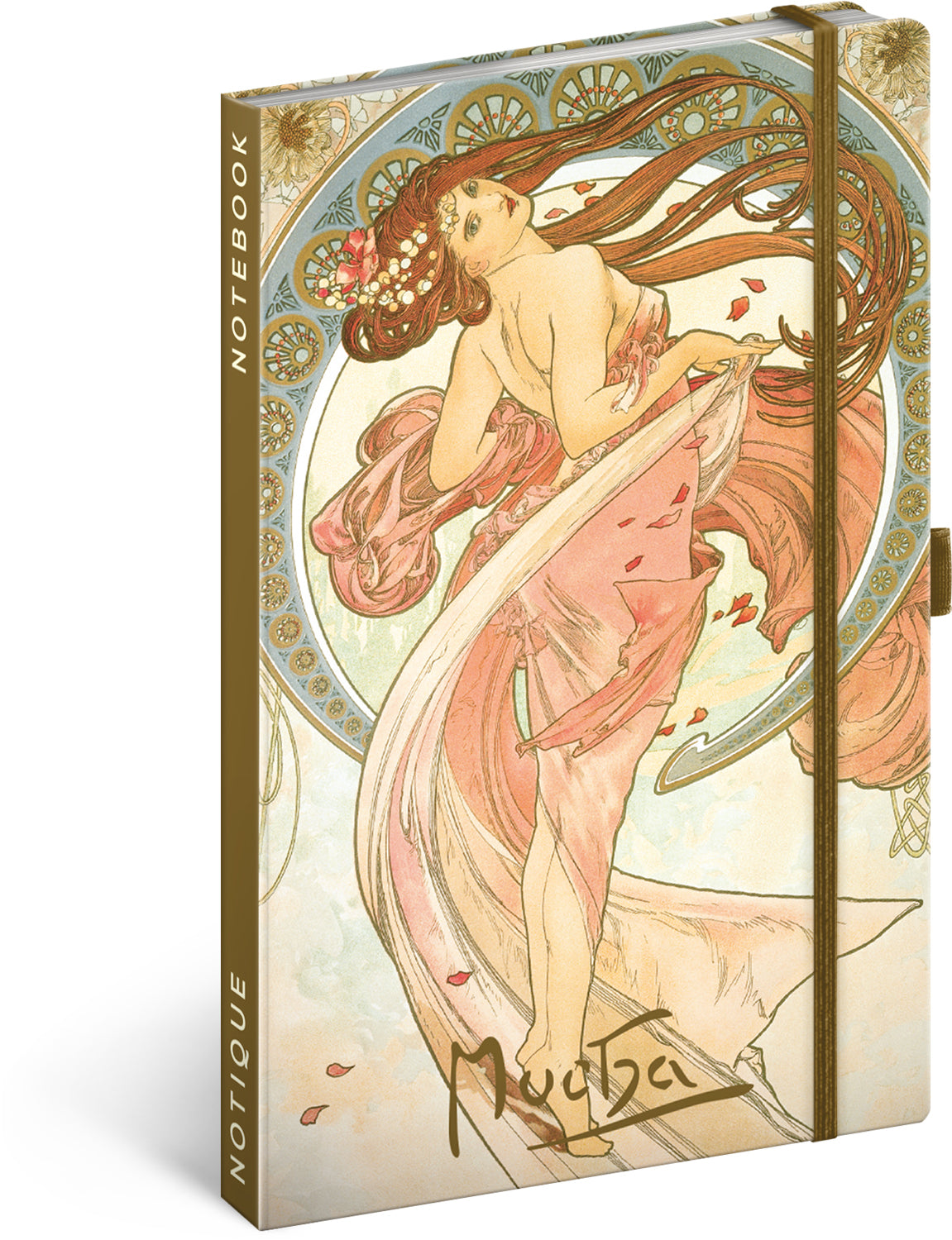 Notes Alfons Mucha – Tanec, linajkovaný, 13 × 21 cm