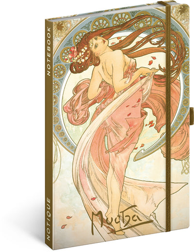Notes Alfons Mucha – Tanec, linajkovaný, 13 × 21 cm