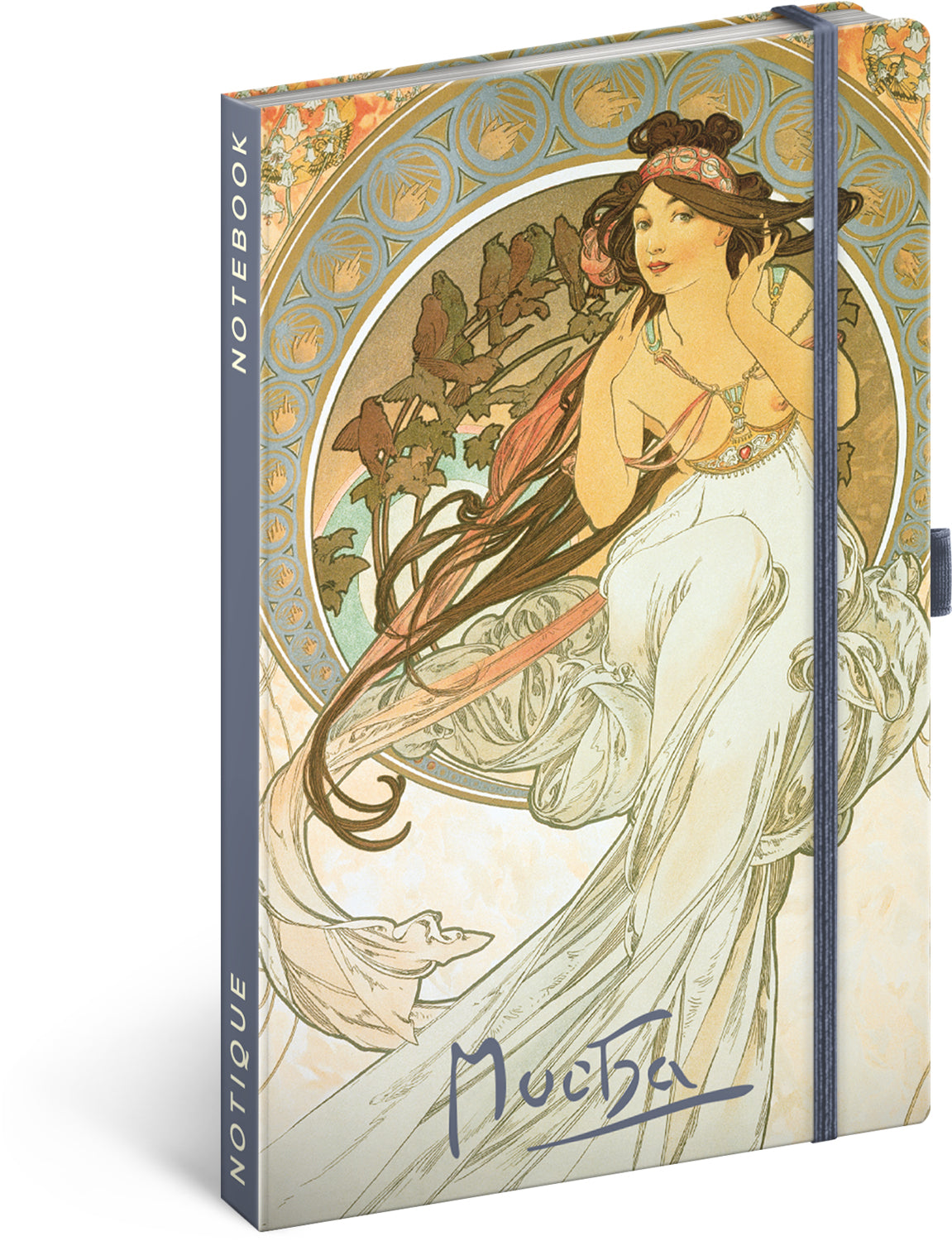 Notes Alfons Mucha – Hudba, linajkovaný, 13 × 21 cm