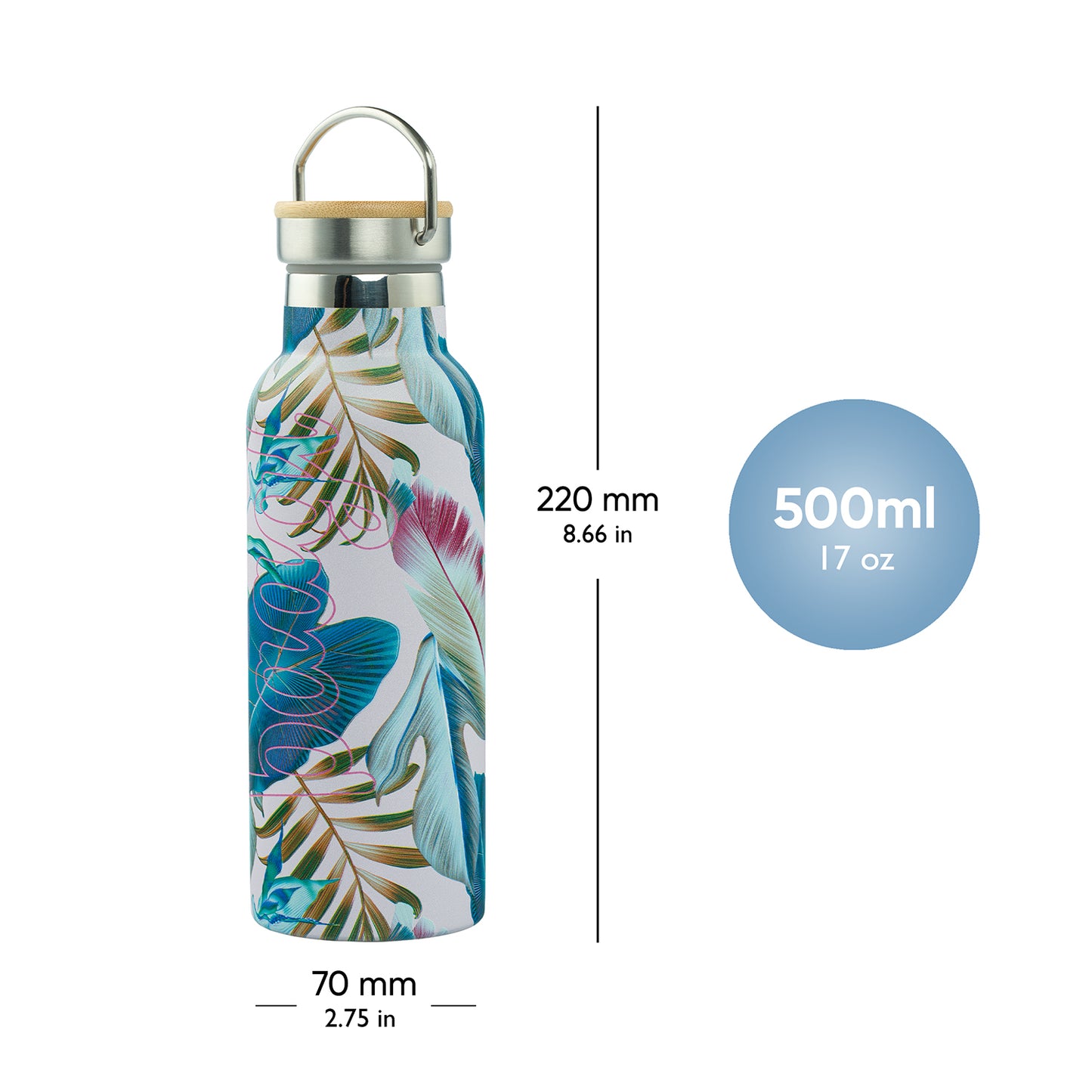 Termofľaša s bambusovým viečkom Leafs, 500 ml