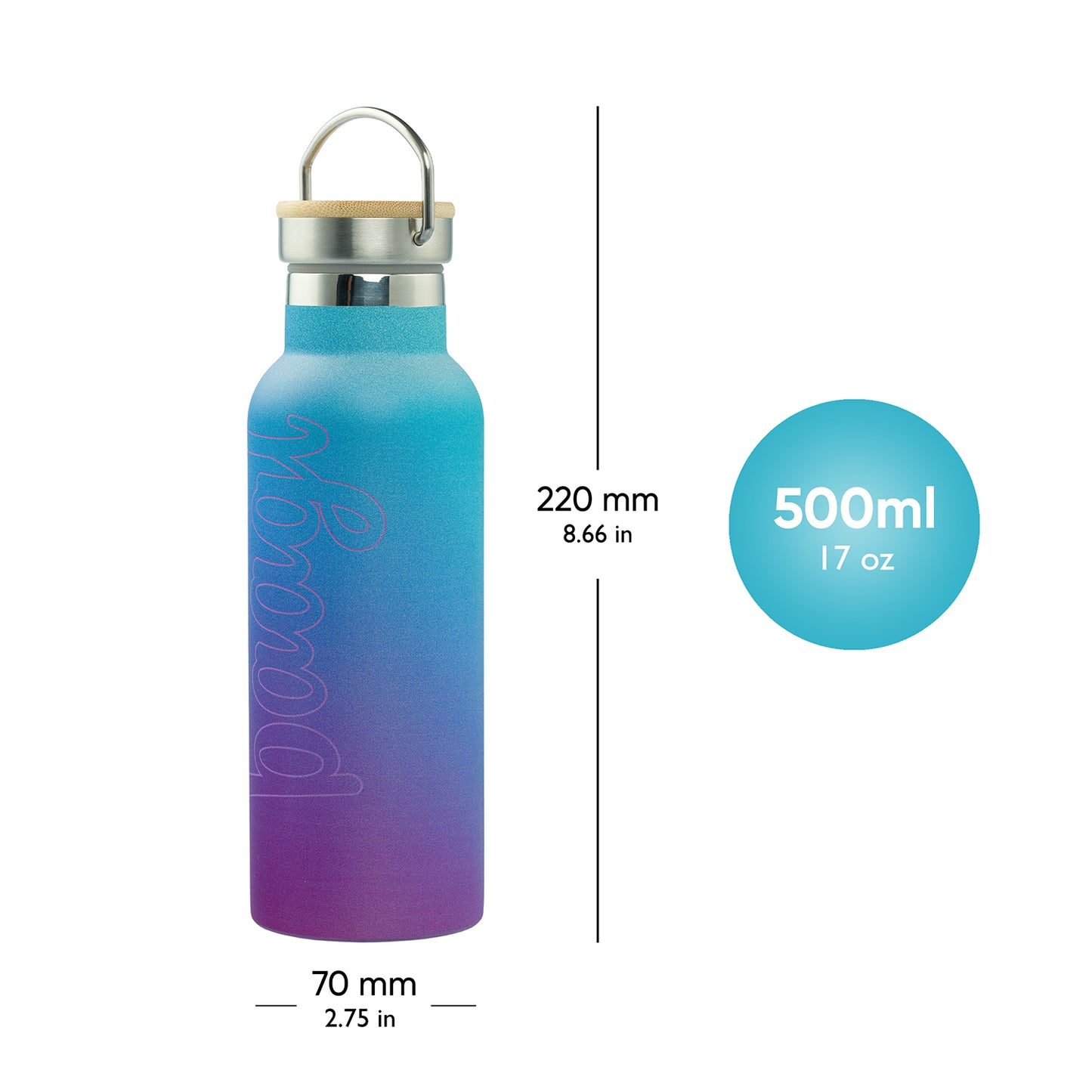Termofľaša s bambusovým viečkom Gradient modro-fialová, 500 ml