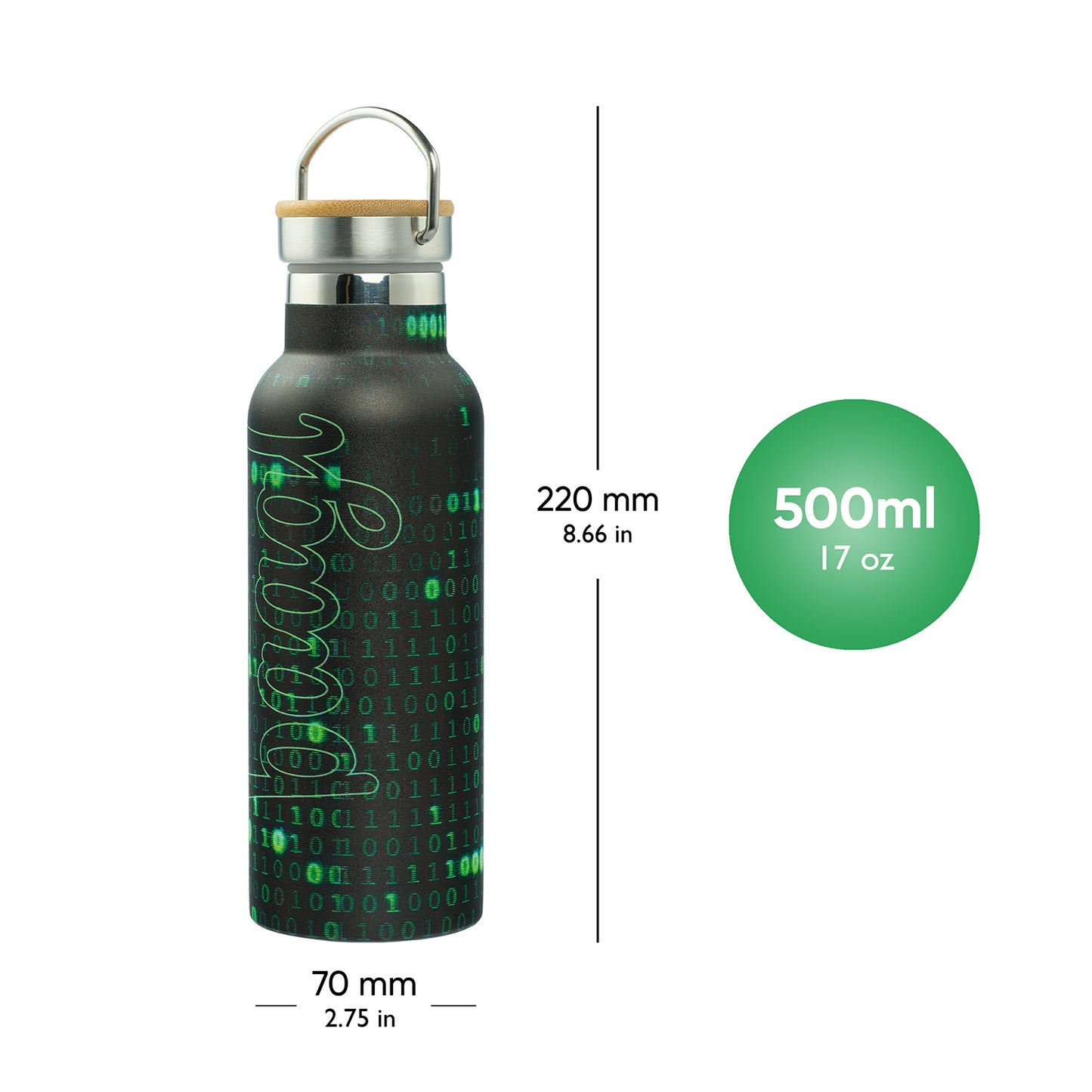 Termofľaša s bambusovým viečkom Numbers, 500 ml