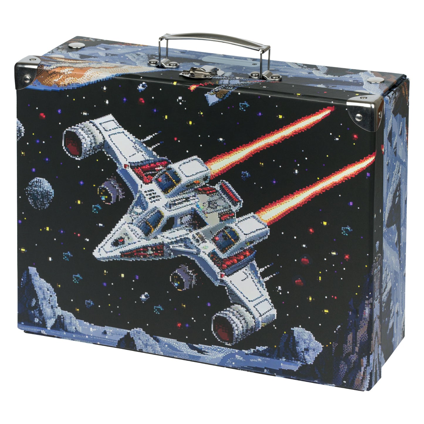 Skladací školský kufrík Pixel Space s kovaním