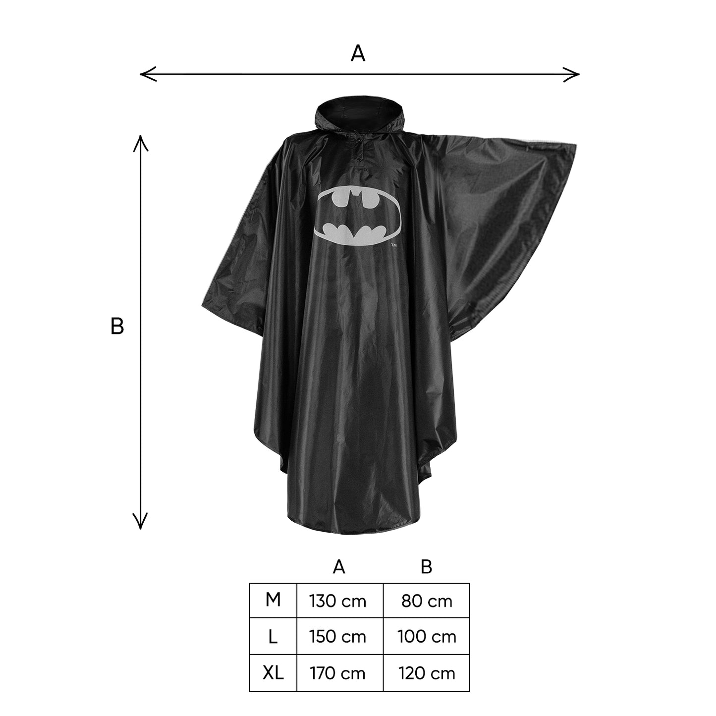 Outdoor pršiplášť pončo Batman Logo vel. XL (170 -190 cm)