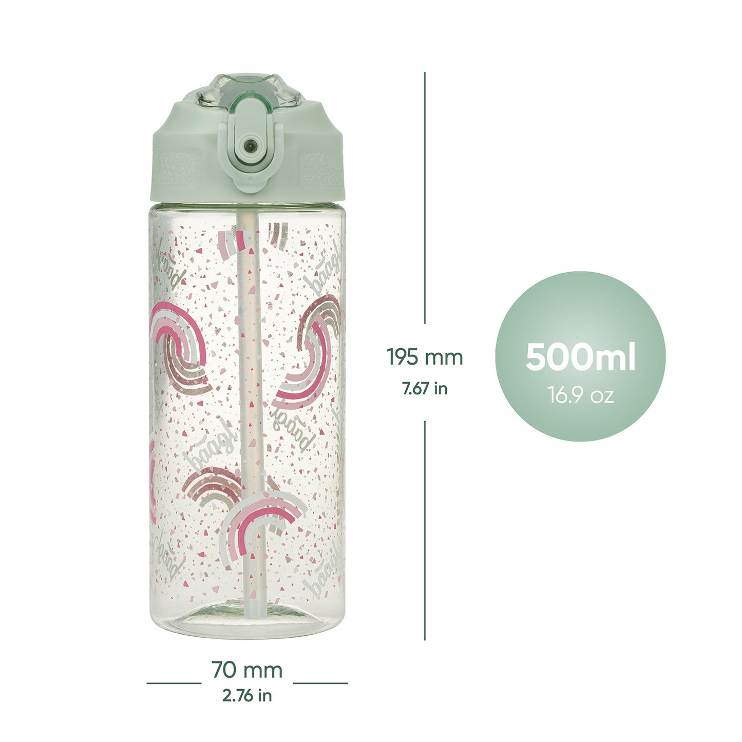 Tritanová fľaša na nápoje so slamkou Dúha, 500 ml