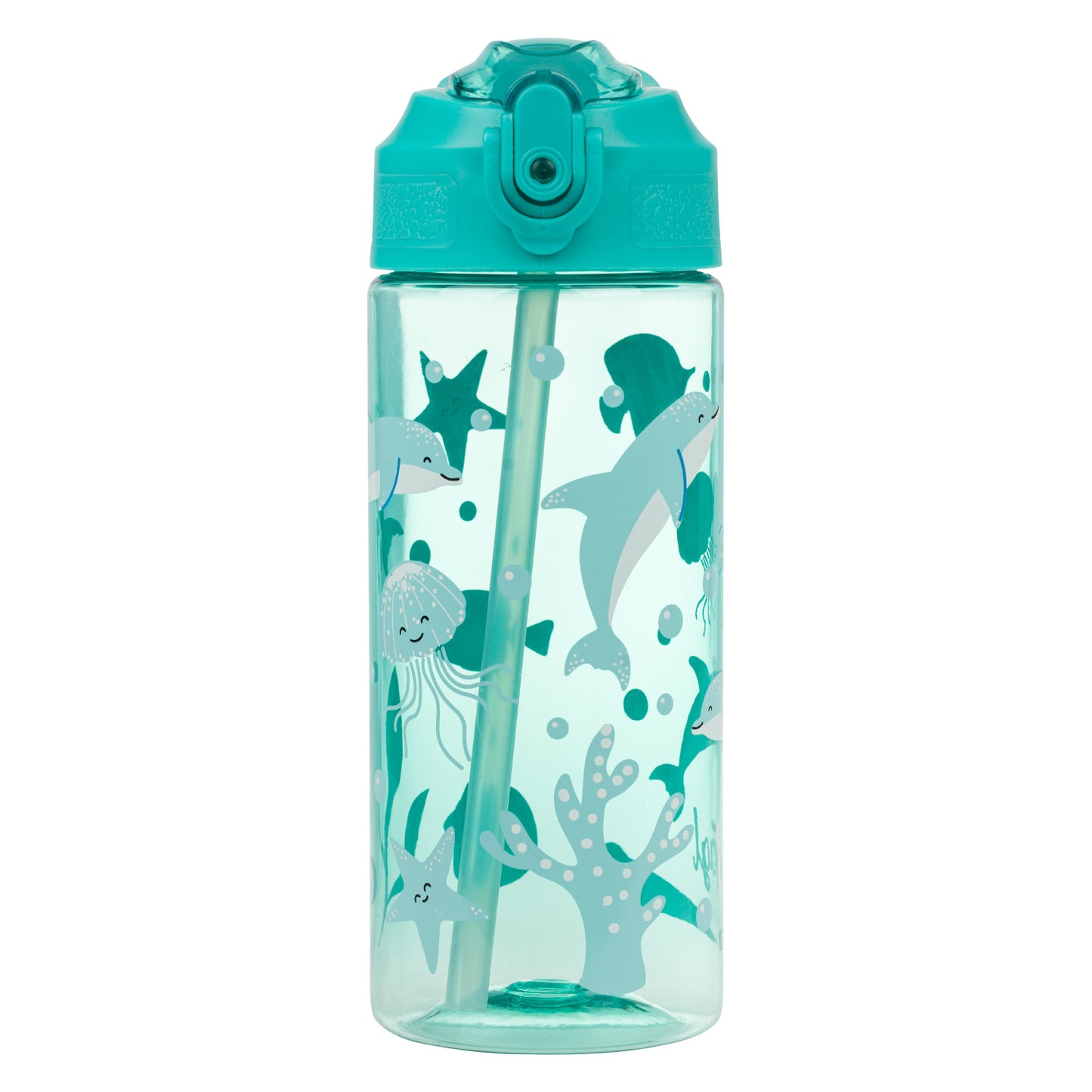 Tritanová fľaša na nápoje so slamkou Delfín, 500 ml