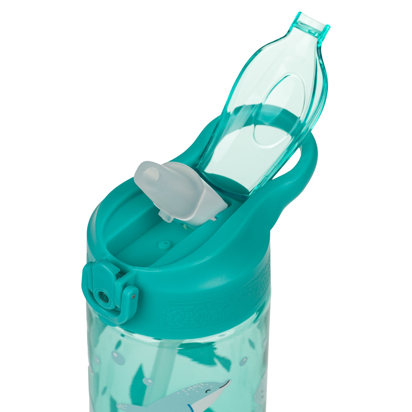 Tritanová fľaša na nápoje so slamkou Delfín, 500 ml