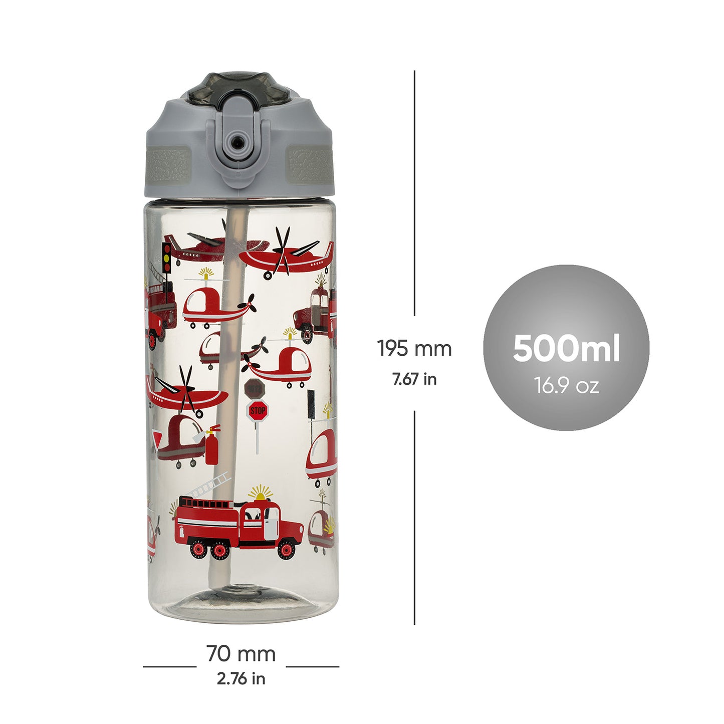 Tritanová fľaša na nápoje so slamkou Záchranári, 500 ml