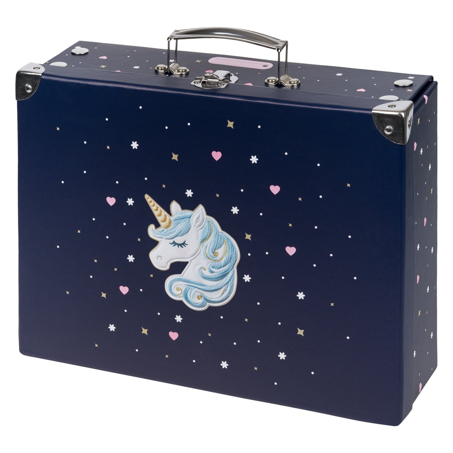 Skladací školský kufrík Unicorn Gold s kovaním