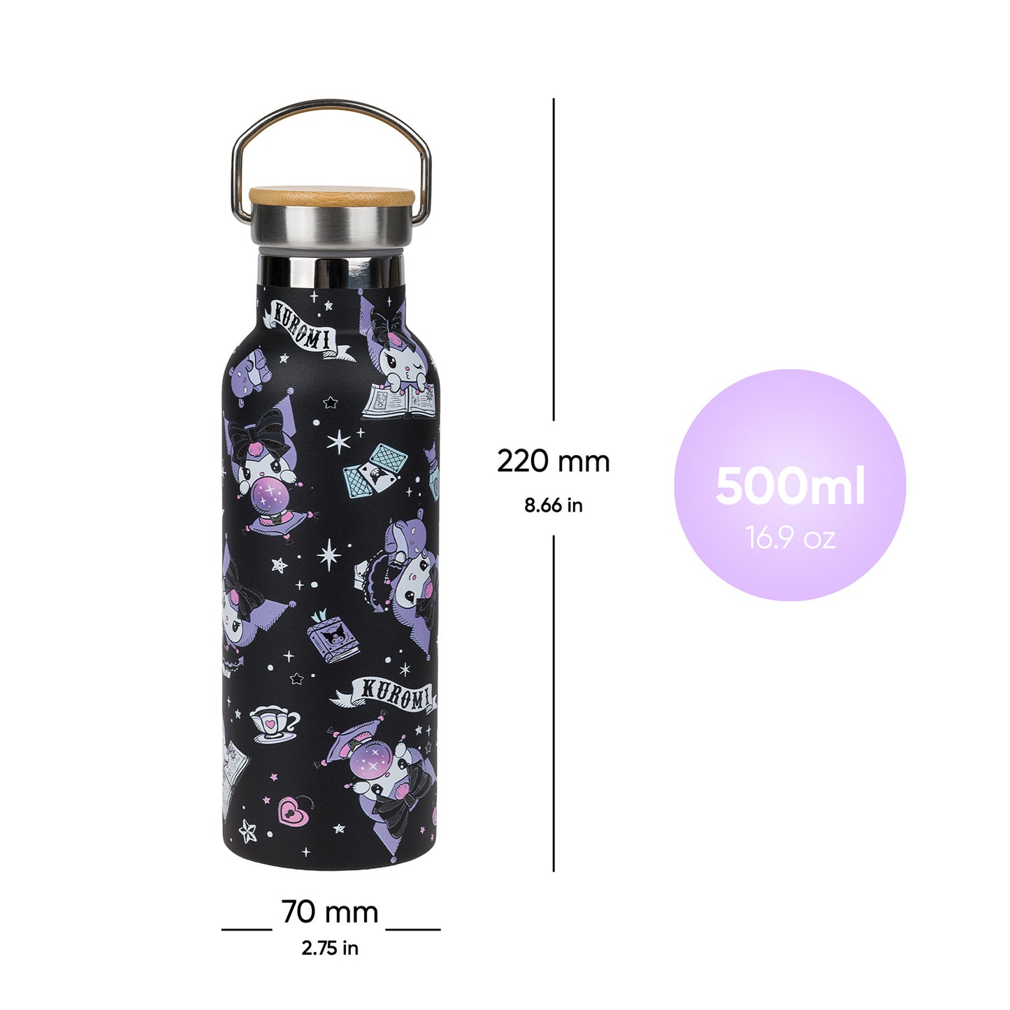 Termofľaša s bambusovým viečkom Kuromi Fortune Dream, 500ml