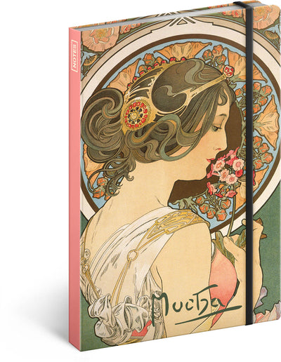 Notes Alfons Mucha – Prvosienka, linajkovaný, 13 × 21 cm