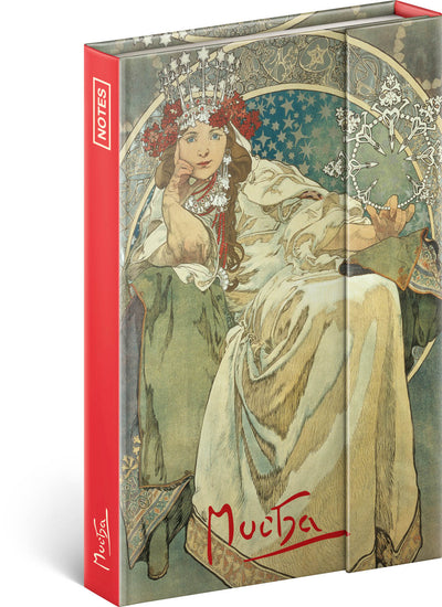 Notes Alfons Mucha – Princezná, linajkovaný, 11 × 16 cm