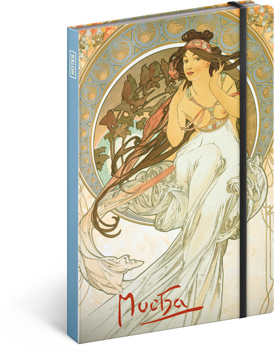 Notes Alfons Mucha – Hudba, linajkovaný, 13 × 21 cm