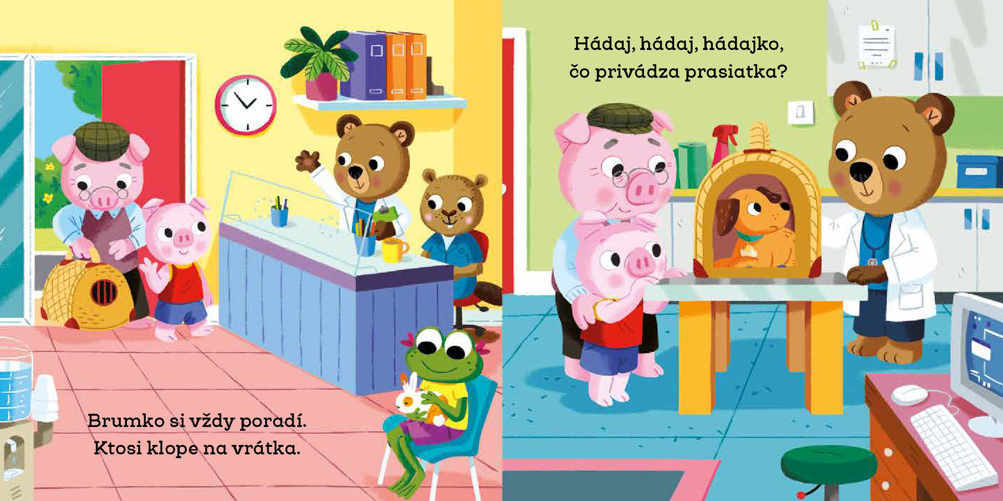 BRUMKO ROZUMKO ZVEROLEKÁROM – Obrázky s pohyblivými prvkami
