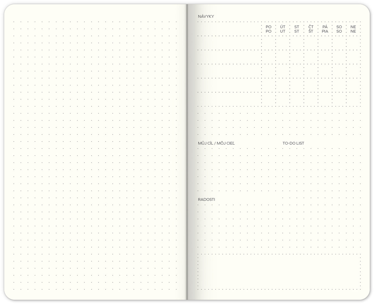 Týždenný nedatovaný diár My Bulelt Planner, 13 × 21 cm CZ/SK