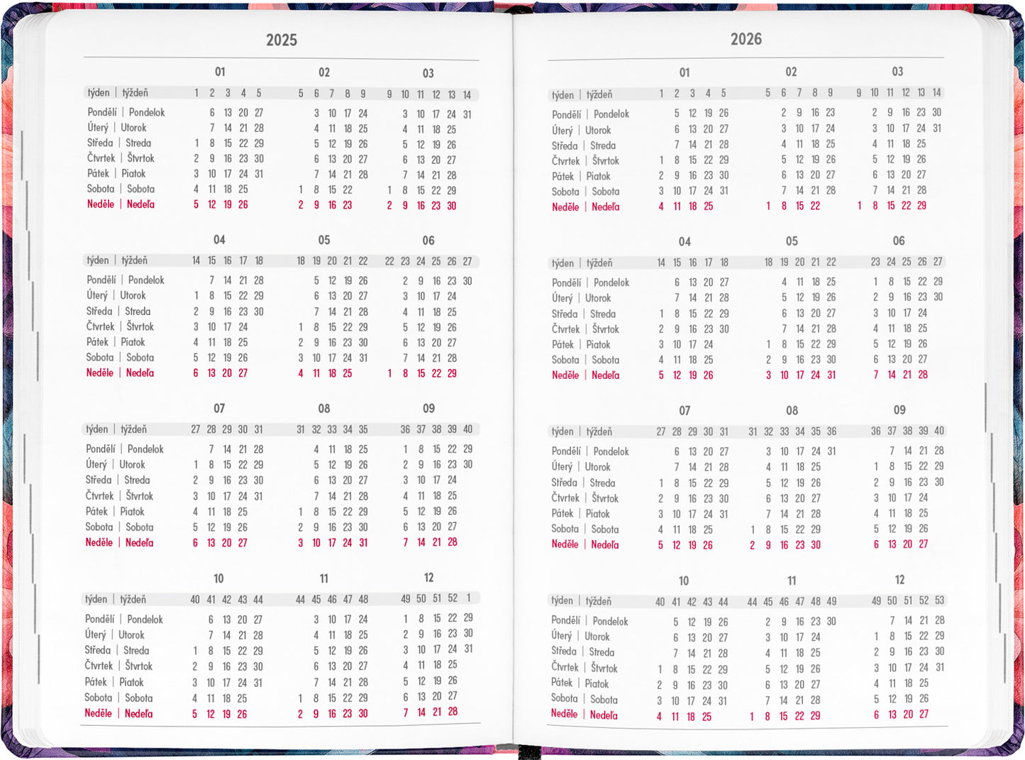 18-mesačný diár Petito – Kytica 2025/2026, 11 x 17 cm