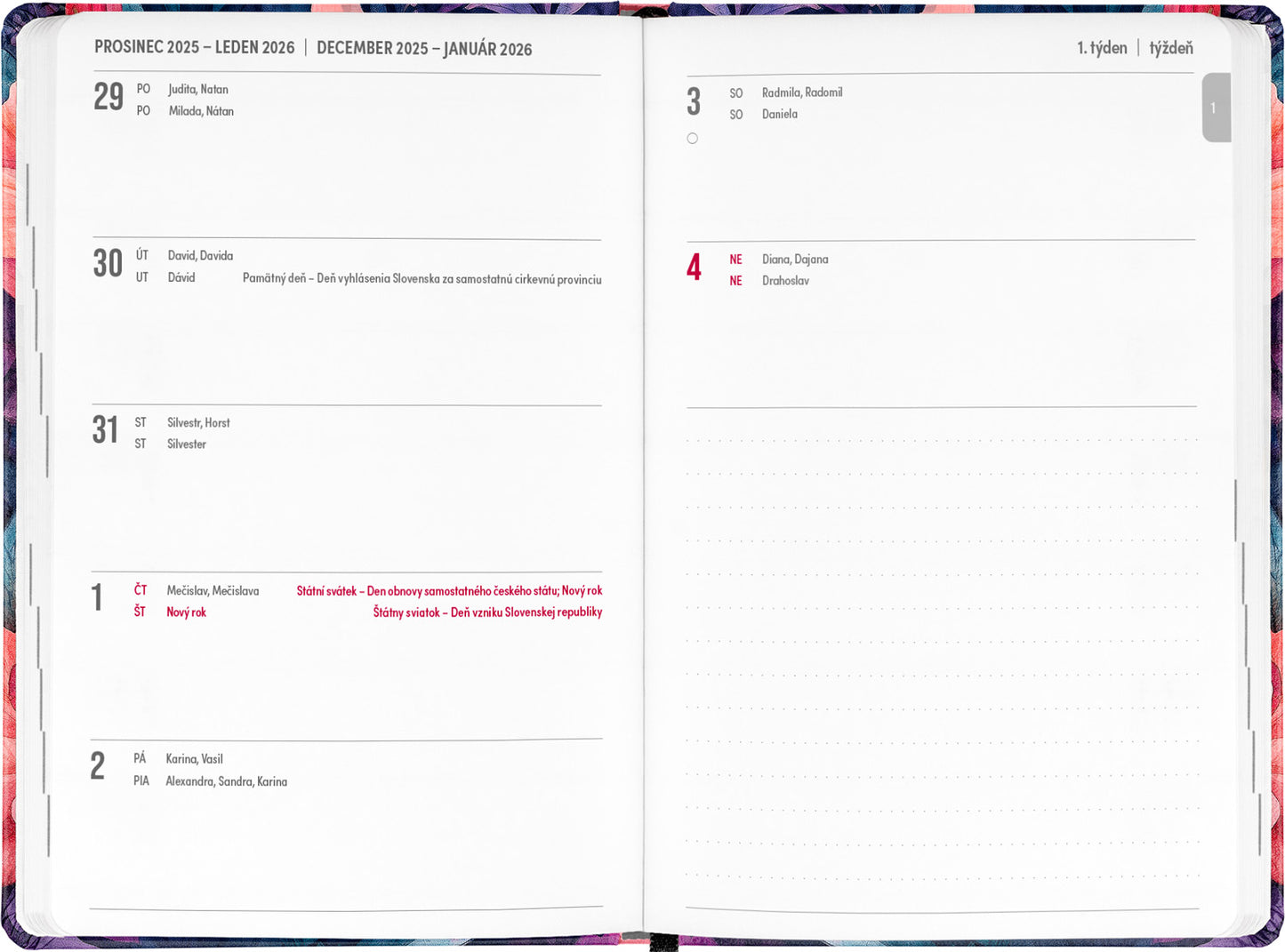 18-mesačný diár Petito – Kytica 2025/2026, 11 x 17 cm